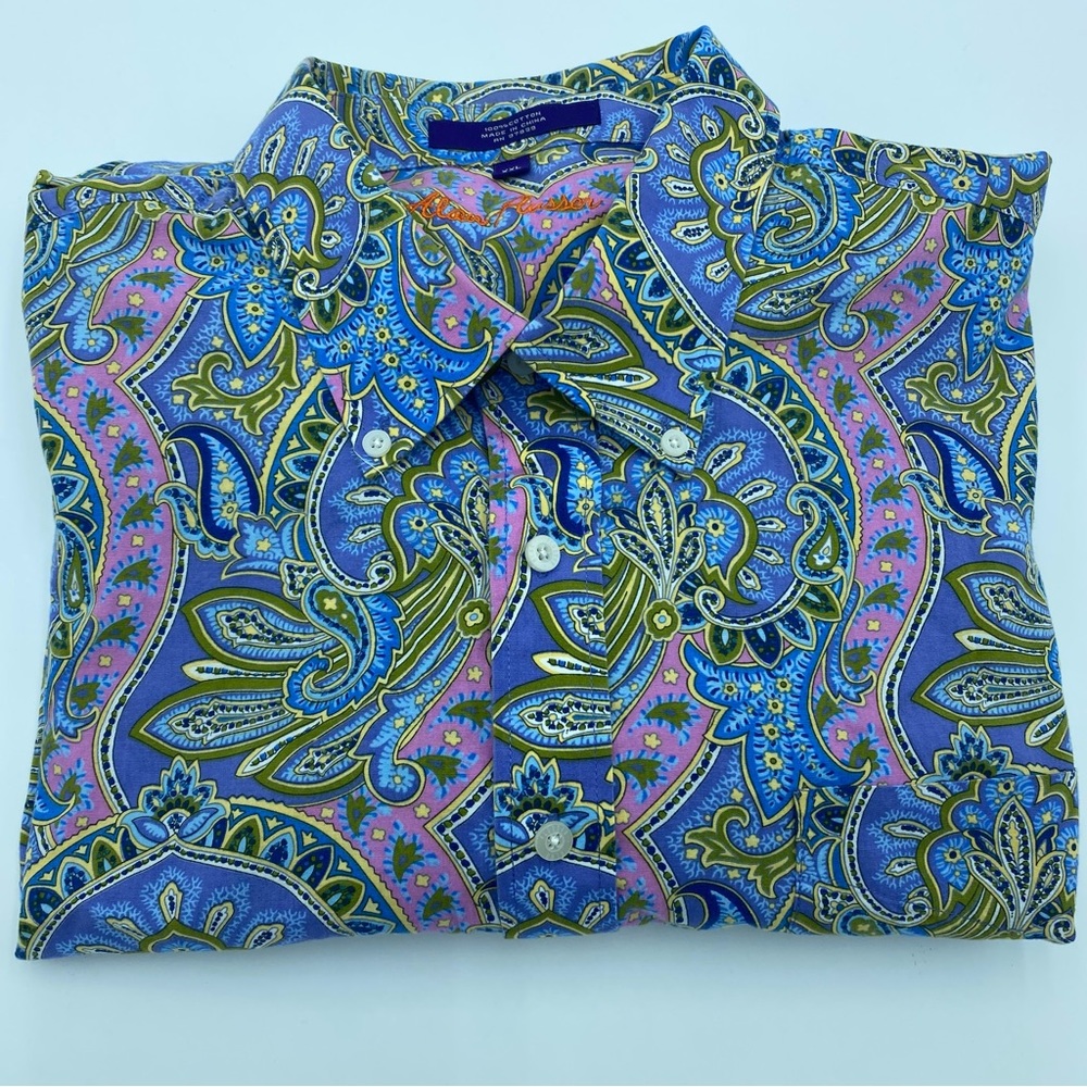 Alan Flusser Paisley All Over Print Button Down Shirt Multicolor Long Sleeve XXL
